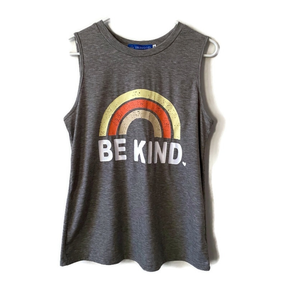 IRISGOD Sleeveless Tank Top Gray Be Kind size M